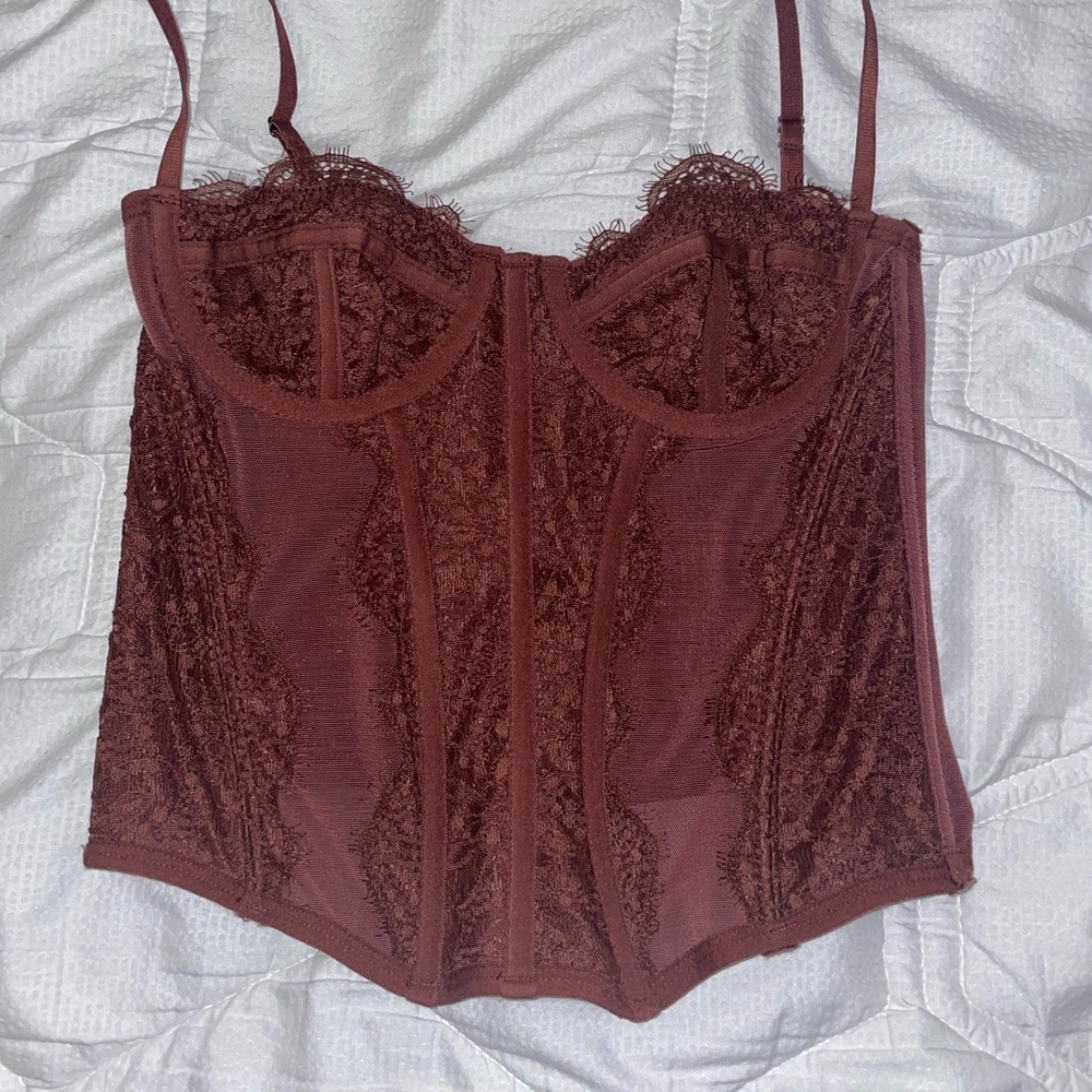 Urban outfitters modern love corset lace maroon